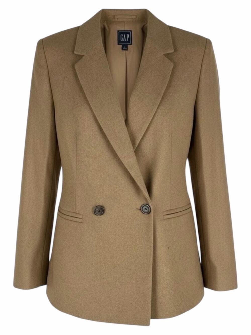 Gap Wool Blend Double Breasted Blazer Jacket Camel Tan Size 8